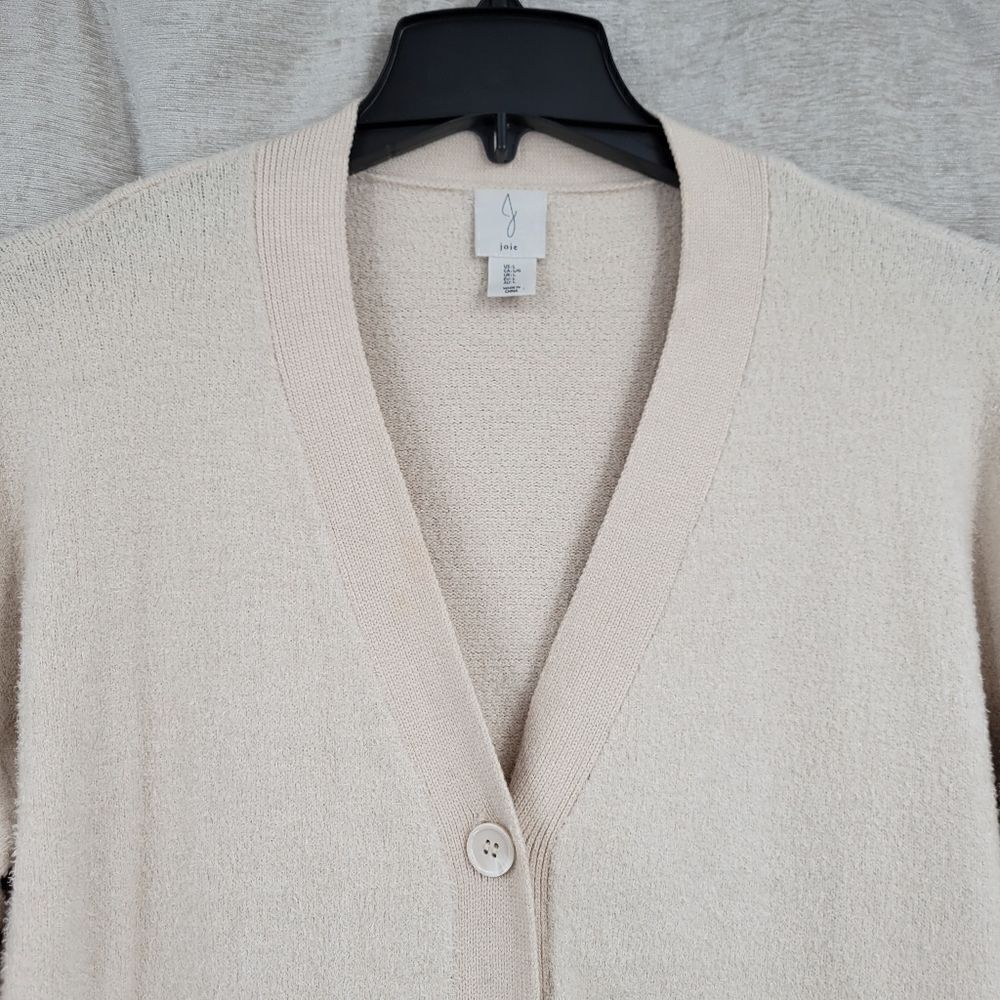 Joie Cream Cardigan Fuzzy Butter Soft Cardigan Women's Size Large - Picture 3 of 10